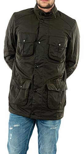Barbour Corbridge vaxjacka oliv – herr – kläder – skräddarsydd passform, Bruin, donkergroen, stor, L