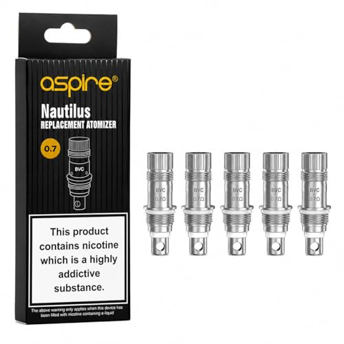 Resistenze Nautilus 0.7 Ohm BVC Coil Sigaretta Elettronica (5 PZ) per Atomizzatore Aspire Non Rigenerabile Bobina in Nichrome da Utilizzare a 18-23W di Potenza