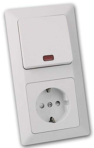 MILOS Kombi Steckdose + Kontrollschalter weiß matt