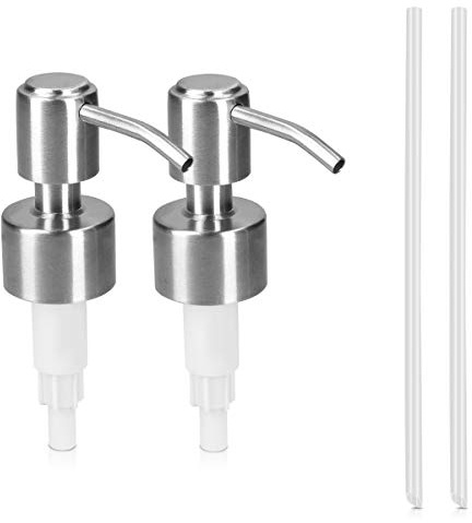 Navaris Seifenpumpe Dosierpumpe Pumpe aus Edelstahl - 2x Pumpkopf Aufsatz Pumpspender für Flaschen Glas - Seifenspenderaufsatz Set für Spender