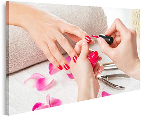 islandburner Bild auf Leinwand Nahaufnahme Kosmetikerin Auftragen Nagellack Nägel Nagelsalon Bilder Wandbilder Poster
