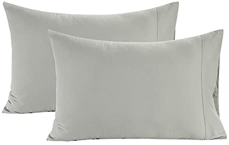 Lane Linen 100% Organic Cotton Pillow Cases Standard Size Set of 2 (20x26) - Cotton Pillowcases Standard Size - Soft Sage Green Pillow Cases Set of 2 - Standard Pillow Case Pack of 2 - Mineral