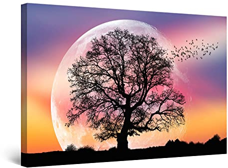 Startonight Impression sur Toile - Voler de l'Arbre - Tableau Decoration Murale Salon Moderne - Image sur Toile - Grande 80 x 120 cm Idée Cadeau Élégante et Originale Effet Lumineux Nocturne