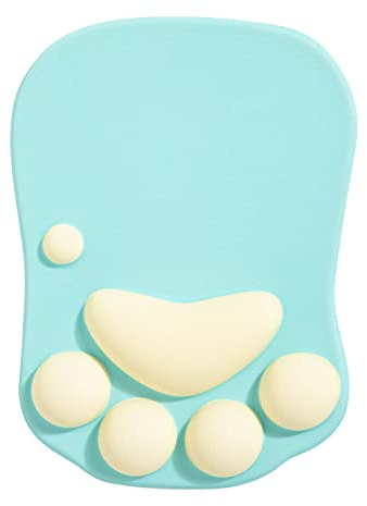DOBAOJIA Tapis de Souris Repose-Poignet, Tapis de Souris Chat Kawaii | Tapis de Souris en Gel Silicone, Tapis de Souris Ergonomique,Base Antidérapante, pour la maison/bureau/jeux, Vert et Jaune