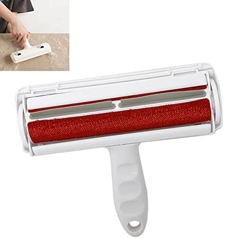 Pet Hair Remover Roller Lint Brush for Dog & Cat, Fur Remover Tool With Self-cleaning Base for Clothes, Sofa, Carpet, Car Seat, and Travel Pet Hair Carpet Brush (White With Handle)