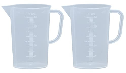 2 PCS 0.5L Plastic Graduated Beakers with Handles, Measuring Beaker 500ml Plastic Measuring Cup