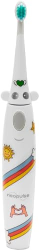 NEOPULSE® - NEOKIDS® - Brosse à Dents Électrique Enfant Sonique Rechargeable + 1 Brossette/tête de brosse blanche Ultra-Souple - dès 3 ans - 2 Modes - Minuteur - personnalisable avec 50 Autocollants