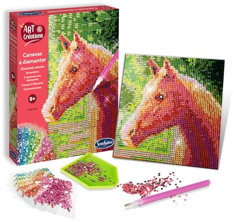 Sentosphère 3920240 Bastelset Strassstein-Bild, Motiv Pferd, Kreativ-Set, DIY für Kinder und Erwachsene