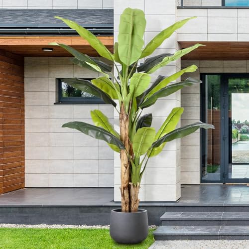 Keeplush 8.5ft Extra Tall Artificial Banana Tree, Fake Banana Leaf Plant with 26 Faux Banana Leaves, Perfect for Home Indoor Outdoor Patio Office Tropical Decor