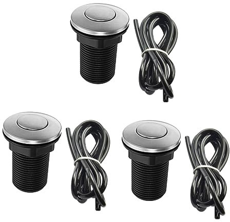 OSALADI 3pezzi Pulsante Pneumatico Acciaio Inossidabile Per Tritarifiuti e Wc Installazione Facile Materiale Resistente Include Tubo Aria Da Metri e Guarnizione Per Uso Duraturo