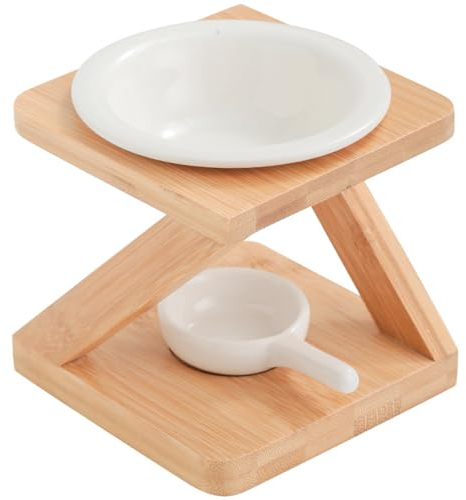 LYNNPENG Lampada profumata per oli essenziali, lampada profumata atmosfera, lampada a olio profumato, bambù/ceramica, con cucchiaino, 100 ml