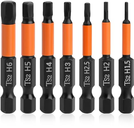 7 Pezzi Set di Punte Magnetiche Esagonali,Set di Cacciaviti a Testa Esagonale,Inserti Torx,Set Testine Magnetiche in Acciaio S2,Sette Diverse Dimensioni H1,5/H2/H2,5/H3/H4/H5/H6
