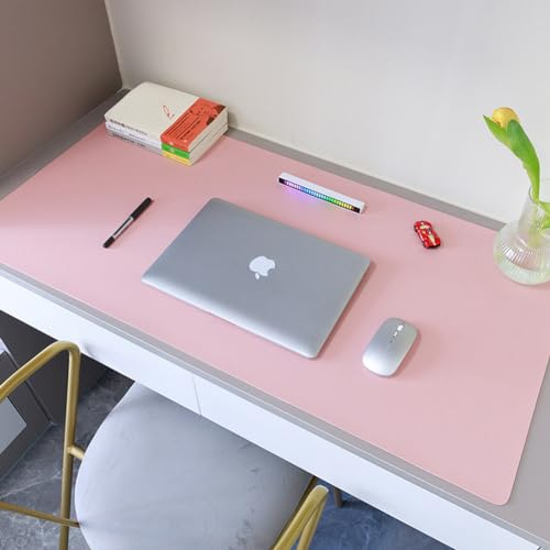 Schreibtischunterlage aus PU-Leder, wasserdicht, Mauspad, Schreibblock, rutschfest, große Laptop-Tastaturmatte, Schreibtischunterlage (Rosa, 140 x 70 cm)