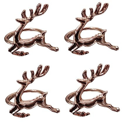 Ciieeo 4stücke Teiliges Serviettenringe in Elch-Form Roségoldene Tischdekoration Für Weihnachtsfeier Und Party Elegante Serviettenhalter Aus Hochwertigem Material Kreative Und Langlebige