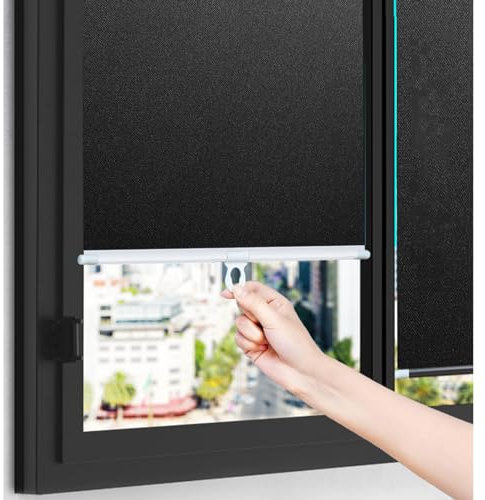Sonakia Verdunkelungsrollos Ohne Bohren, Verdunkelungsvorhänge Mit Saugnäpfen, Sonnenschutz Rollos Für Fenster, Dachfenster Rollo, Thermorollos Jalousien,Black-40x150cm/16 * 59in