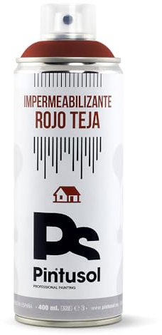 PINTUSOL Pintura Impermeabilizante Rojo Teja en Spray, Protección Antihumedad, Sellado Duradero, Resistencia Radiación, Fácil Aplicación, Pintura Acción Impermeable Profesional Espray 400ml