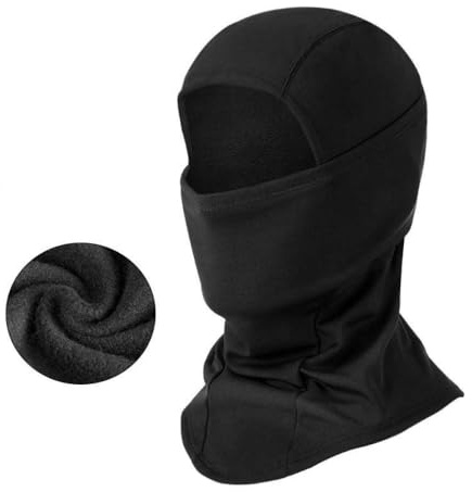 CUEMOON Thermo-Sturmhaube für den Winter, mit Fleece, warm, multifunktional, zum Radfahren, Skifahren, winddicht, atmungsaktiv, für Herren und Damen – nur flache Nähte, Farbe Schwarz, Schwarz , 58