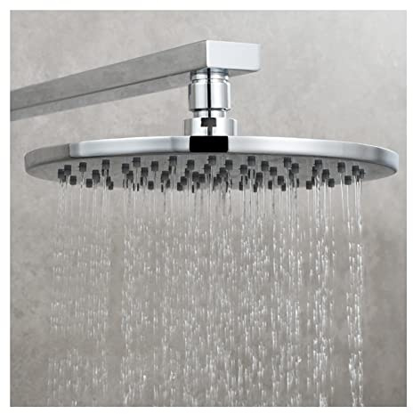 Shower Head Soffione Doccia a Pioggia, soffione a Cascata ad Alta Pressione con Angolo Regolabile, soffione Doccia a Pioggia Rotondo in Ottone, Cromato, 8 Pollici () Shower