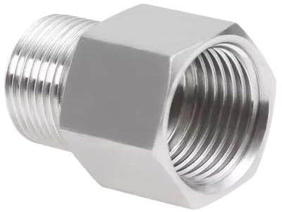 M12 M14 M16 M18 M20 1/8 1/4 3/8 1/2 Female To Male BSP Thread 304 Stainless Steel High Pressure Pipe Fitting Coupler Joint(F M18x1.5-M BSP1I2)