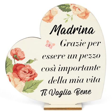 LmashRbaiw Regalo MadrinaBattesimo Cresima Idea Regalo per Madrina Compleanno Natale Regali Battesimo Decorativi Ornamenti in Legno