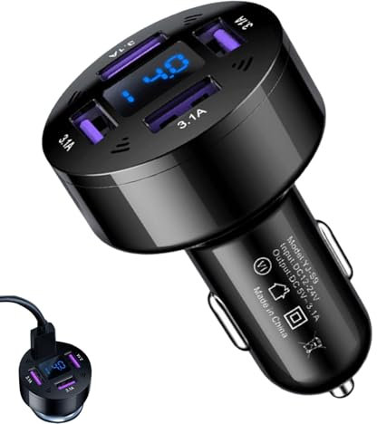 Adaptador Autolade-USB Bloque de carga para el coche, adaptador Cara con dos conexiones | 2.4-A Cargador de coche USB de alta velocidad, adaptador de red de coches compacto para smar