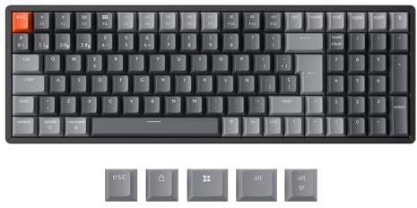 Keychron K4 QMK Teclado Mecánico Inalámbrico, Diseño de 96% con Interruptores Super Marron, Retroiluminación LED Blanca y Recargable, Bluetooth 5.2 para Mac/Windows/Linux, ES Layout-Versión 3