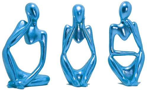 Estatua Pensador Moderno, Abstracto Adorno Salon Resinoso, Figura Artística Decoración para Casa Hogar y Escritorio (Azul)