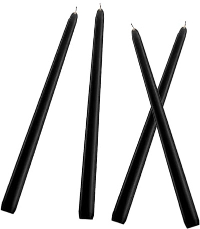 Abaodam 4pièces Lot De Bougies Coniques Noires Mèche Coton Non Parfumées Heures Pour Halloween