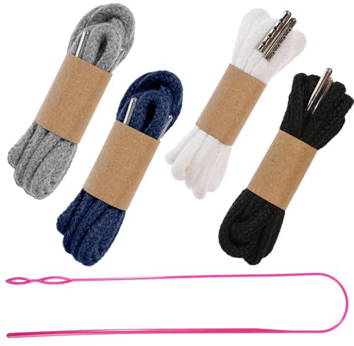 BOHUIZ 4 Pcs Drawstring Cords Universal Replacement Drawstrings, 53 Inch Drawstrings Replacement with Easy Threaders for Sweatpants Shorts Pants Jackets Coats Hoodies (Black, White, Grey, Navy Blue)