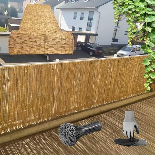 Bamboo Esterno Protezione Solare Canne Recinzione Cannette in Listelli da 8mm Canniccio Stuoia Ombreggiante Frangivista per La Stanza Portico Tetto Parete Piscina