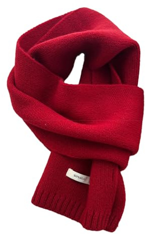 Pluto & Fox Écharpe En Laine Unisexe Pour Femme Et Homme Couleur Attrayante Design Basique Polyvalent Pour L'hiver (Rouge, 155 * 20cm)