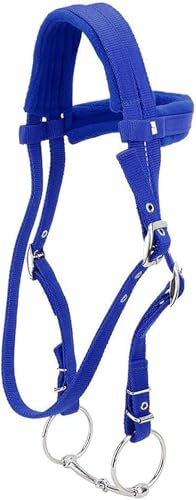 Brida de caballo con rienda, brida , arnés ajustable rojo, cabezadas , bocado cojín suave for(Blue,Small)