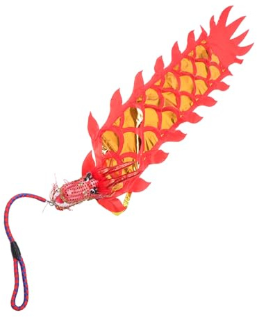 MERRYHAPY Dragon Dansant pour Garçon Et Filles avec Rubans Colorés 3D, Accessoire De Danse en Papier, Costume Long Cosplay Nouvel an Chinois, Décoration Festive pour Spectacle Traditionnel,