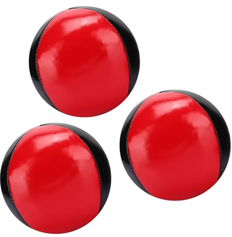 TOPINCN Professionelles 3-teiliges Rot-schwarzes Jonglierball-Set, Weicher Jonglierball aus PU-Leder für Bürounterhaltung