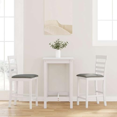 HETFTJN Barhocker 2er Set Weiß 41x49x96cm Massivholz Gummibaum Modernes Ergonomisches Design mit 62cm Sitzhöhe und gepolsterten Kissen für Küche Esszimmer Balkon und Garten