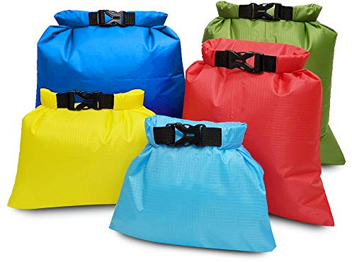 5 bolsas impermeables de almacenamiento para patinaje, camping, barco, vela, surf, pesca, senderismo, kayak, rafting, natación, buceo, tafetán de poliéster 190T con revestimiento de poliuretano