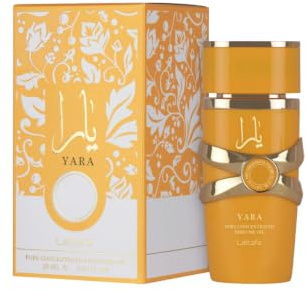 Lattafa Yara Naranja Aceite de Perfume Concentrado 20ml, Perfume Árabe para Mujer Yara Naranja Concentrated Oil Tropical Dulce con Coco, Mango y Vainilla, Aroma Gourmand y Duradero (Yara Orange)