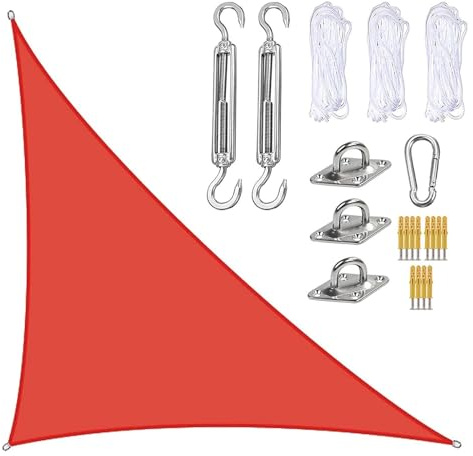 Triangle UV Sun Sail 3x4x5m - Waterproof Sun Shade Canopy for Patio Balcony Carport Pool & Garden - Permeable Sun Protection with Fixing Accessories