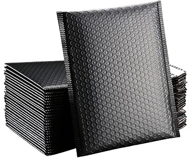 Selbstklebende gepolsterte Versandtaschen, Gepolsterte Luftpolstertaschen, Schwarz und Blau, verschiedene Größen, 10 25, 50 Stück(25PCS-Black,11 * 13cm)