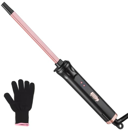 Curling Wand 9mm, Thin Curling Iron for Tight Curls & Corkscrew Curls | Small Wand Curling Iron, Ultra Skinny Ceramic Barrel Hair Curler for Long & Short Hair with Heat Glove, Dual Voltage