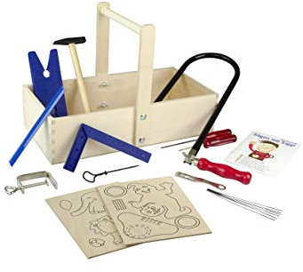 Pebaro 430 lövsågs-set i träsnickarlåda, 20 delar, komplett set snickarbåda, trälådor, högkvalitativa stålverktyg, lövsågsböjning, tillverkad i Tyskland, hantverk med trä, presentidé för barn