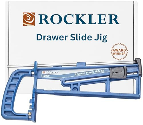 Rockler Universal Drawer Slide Jig - Cabinet Hardware Jig Install Drawer Slides Quickly, Accurately - Hardware Installation w/Locking Wedge to Secure Cabinet Slide - Adjustable Woodworking Tools
