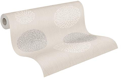 A.S. Création Vliestapete 10,05 m x 0,53 m mit abstraktem Blumendesign - Beige, Metallic - florale Tapete Made in Germany - 937912
