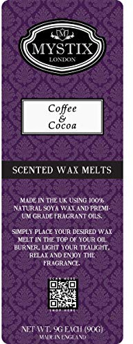 Mystix London - Café et cacao - La cire fait fondre 90g (10 cubes) - Cire de soja 100% naturel - Fragrance durable pour l'aromathérapie et l'atmosphère apaisante