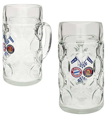 FC Bayern München Halbe Maßkrug - Logo - 0,5 l Glas Bierkrug Seidel FCB