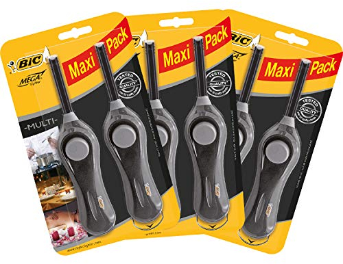 Bic Megalighter Multi Utility Feuerzeuge - Schwarz, 6er Pack