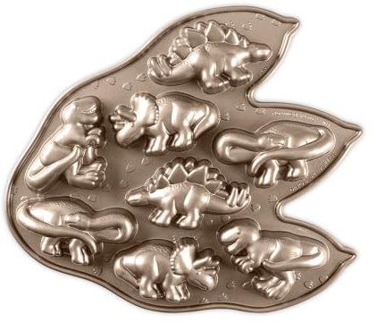 Nordic Ware 80825AMZ Dinosaur Cakelet Dinosaurier-Kuche, Aluminium, Toffee