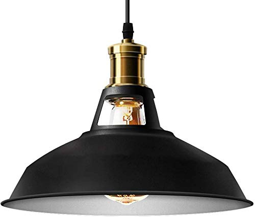 Lightess Pendelleuchte Vintage Hängelampe Schwarz Metall Vintage Hängeleuchte Retro Lampenschirm Industrial Esein E27 für Esszimmer Esstisch Flur Restaurant Wohnzimmer Hotel Café usw.