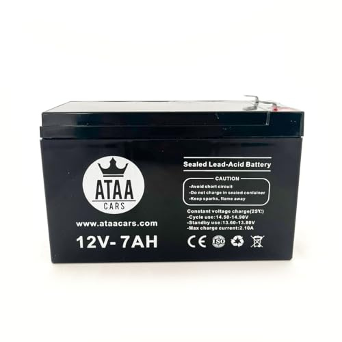 ATAA Batterie pour Les Voitures électriques pour Les Enfants 6v 12v 24v - 12 Volts 7 Amp - Batterie Haute Performance pour Voitures et Motos électriques pour Enfants