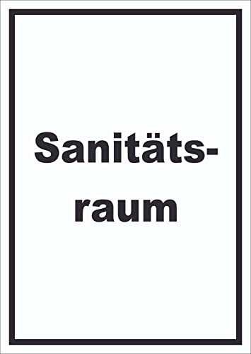 HB-Druck Sanitätsraum Schild mit Text Krankenzimmer hochkant A4 Rückseite selbstklebend